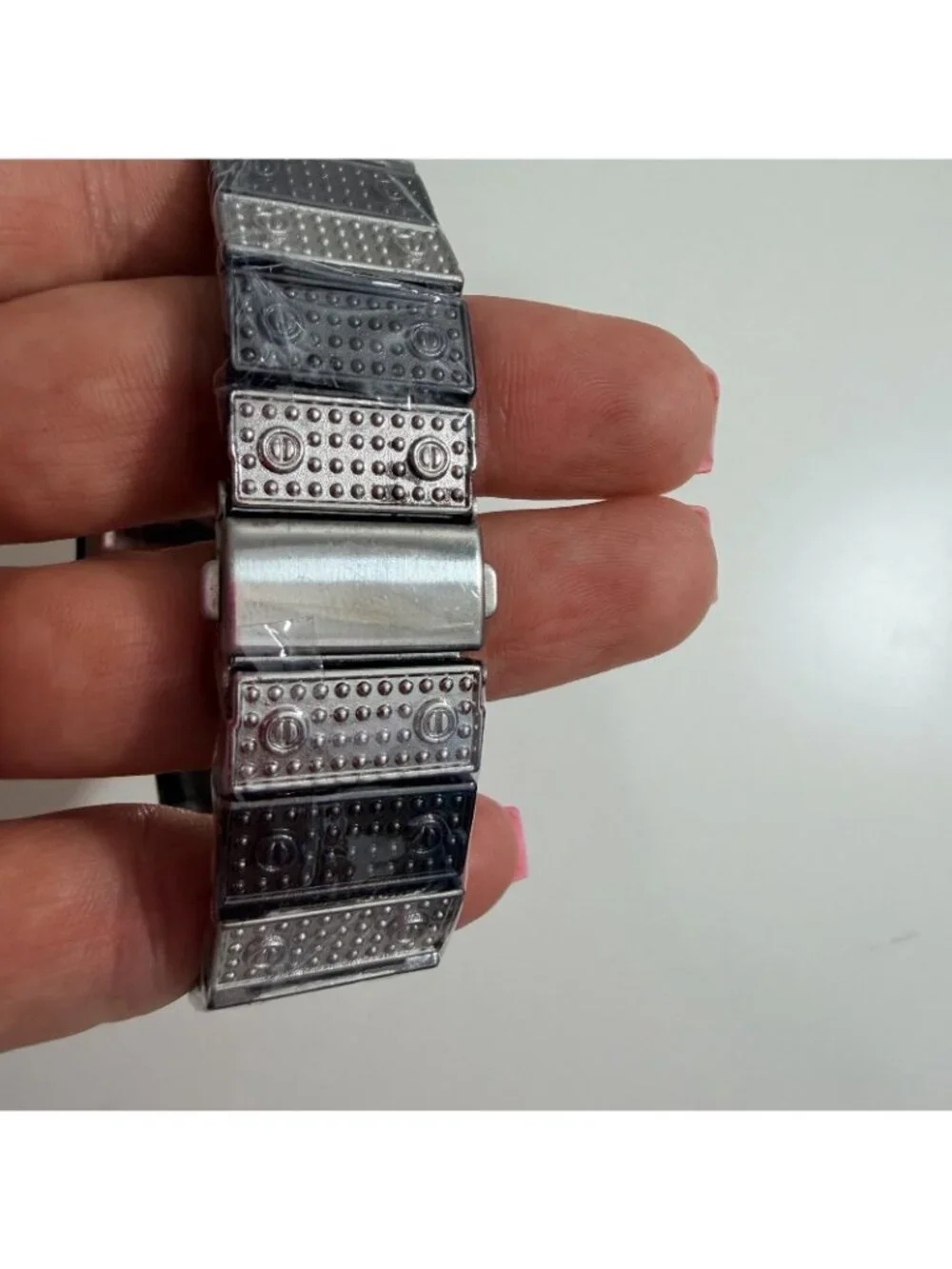 Bling Mens Rhinestone Iced Out Square Face Silver/Grey Wrist Watch